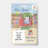 Pinguin personalisiert School Bibliothekarian ID A Ausweis (Vorderseite)