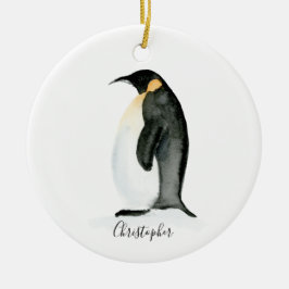Pinguin Personalisierte Aquarelltöne Keramik Ornament