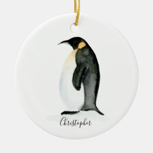 Pinguin Personalisierte Wasserfarben Ornament