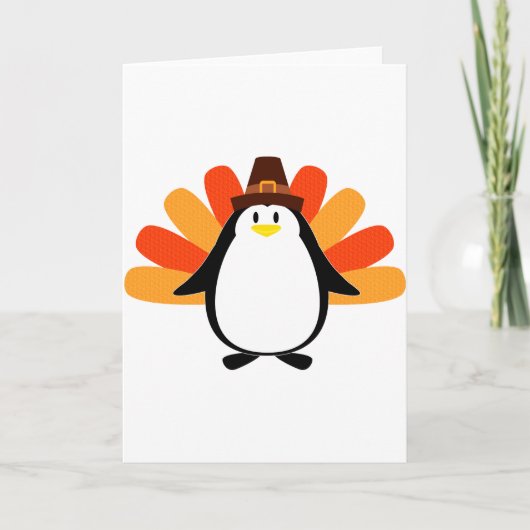 Pinguin Pilgrim Türkei Mash-up Feiertagskarte (Vorderseite)