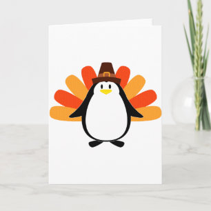 Pinguin Pilgrim Türkei Mash-up Feiertagskarte