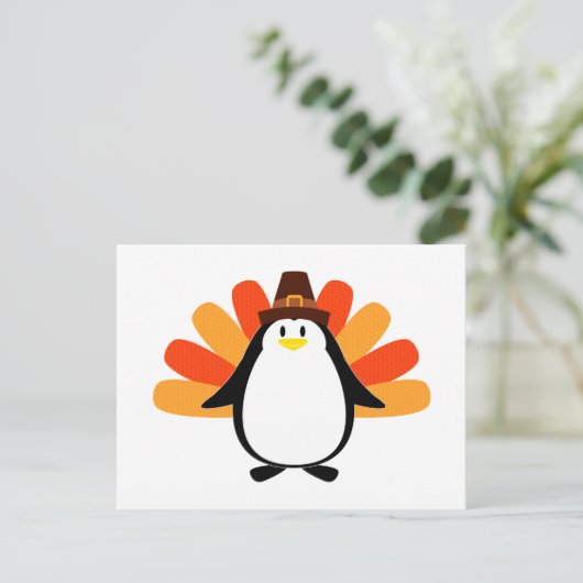 Pinguin Pilgrim Türkei Mash-up Postkarte (Stehend Vorderseite)