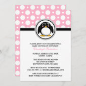 Pinguin Pink Polka Dot Baby Dusche Einladungen (Vorne/Hinten)