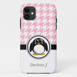 Pinguin Pink & White Hahnentrittmuster iPhone 5 Fa 11 Hülle
