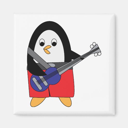 Pinguin Playing Bass Guitar Magnet (Vorne)