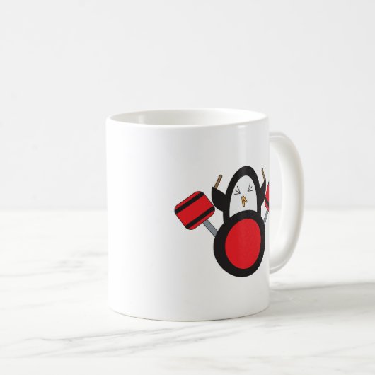 Pinguin Playing Drum Set Kaffeetasse (VorderseiteRechts)