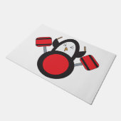 Pinguin Playing Drums Adororable Fußmatte (Schrägansicht)