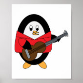Pinguin Playing Gitarre Niedlich Poster (Vorne)