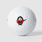 Pinguin Playing Gitarre Rotes Shirt Golfball (Vorderseite)