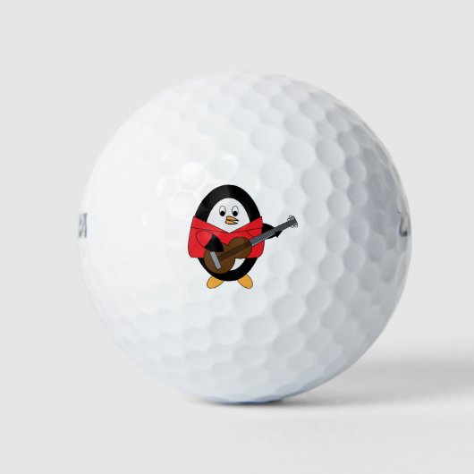 Pinguin Playing Gitarre Rotes Shirt Golfball (Vorderseite)