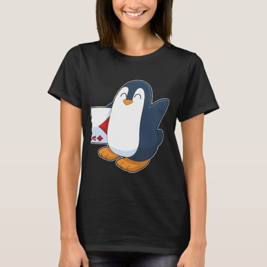 Pinguin Poker Poker Karten Kartenspiel T-Shirt (Vorderseite)