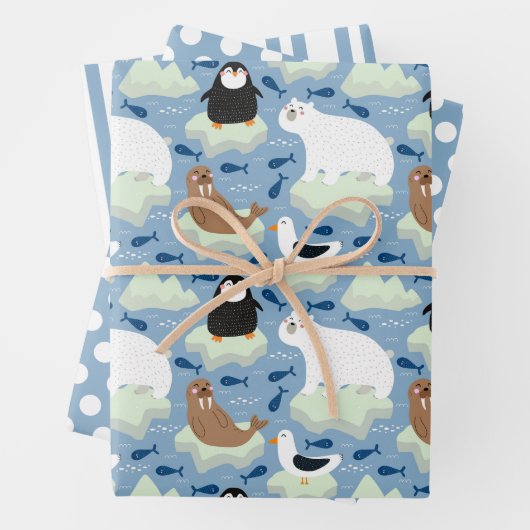 Pinguin Polar Bear Siegel Wrapping Paper Set 3 Geschenkpapier Set (Beispiel)