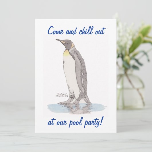 Pinguin-Pool-Party Einladungen (Stehend Vorderseite)