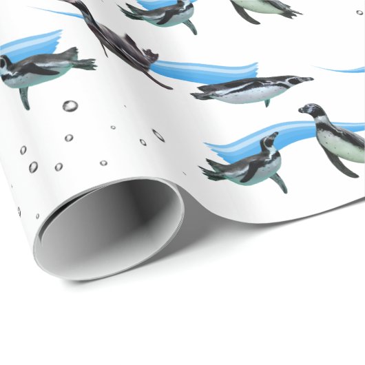 Pinguin Pool Party Wrapping Paper Geschenkpapier (Rolleneckpunkt)