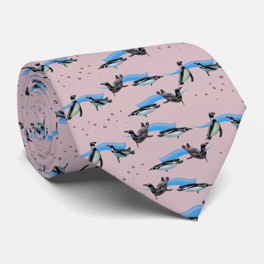 Pinguin-Poolparty-Schal doppelseitig (Pink) Krawatte (Gerollt)