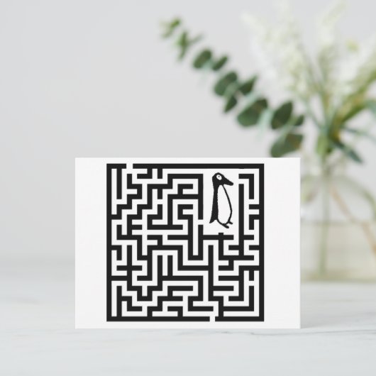 Pinguin Postcard Maze by Joke App Tv Tm Postkarte (Stehend Vorderseite)