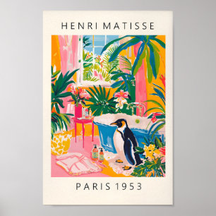 Pinguin Poster, Dopamindekor, Rosa Tropica Poster