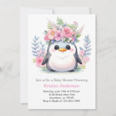 Pinguin Princess Celebration: Mädchen-Babydusche Einladung (Vorderseite)