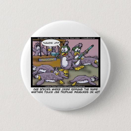 Pinguin Profiling Funny Gifts T-Shirts & Sammlerst Button (Vorderseite)