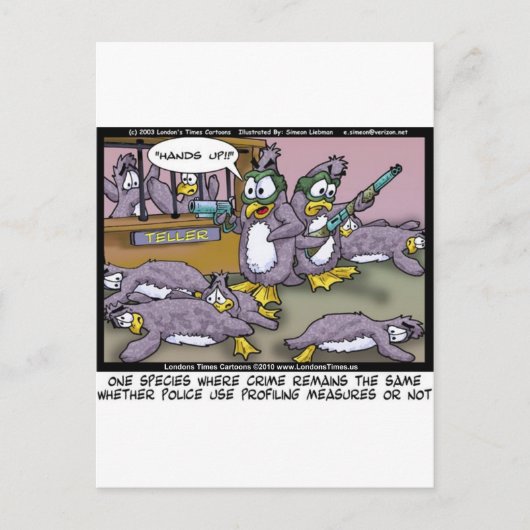 Pinguin Profiling Funny Gifts T-Shirts & Sammlerst Postkarte (Vorderseite)