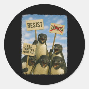 Pinguin Protest gegen Tarrifs März Aktivismus Spaß Runder Aufkleber
