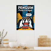 Pinguin Pulp Crime Noir Funny Design Poster (Küche)