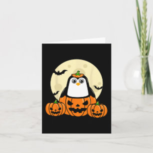 Pinguin Pumpkin Moon Fledermäuse Kostüm Niedlich l Karte