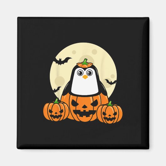 Pinguin Pumpkin Moon Fledermäuse Kostüm Niedlich l Magnet (Vorne)