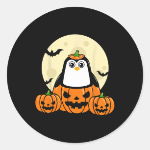 Pinguin Pumpkin Moon Fledermäuse Kostüm Niedlich l Runder Aufkleber
