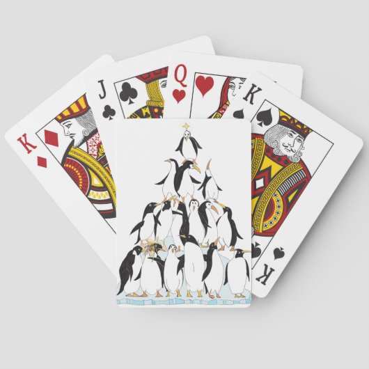 Pinguin-Pyramide Lustiger Cartoon Spielkarten (Rückseite)