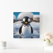 Pinguin Quadratische Wanduhr (Zuhause)