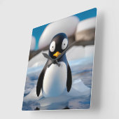 Pinguin Quadratische Wanduhr (Winkel)