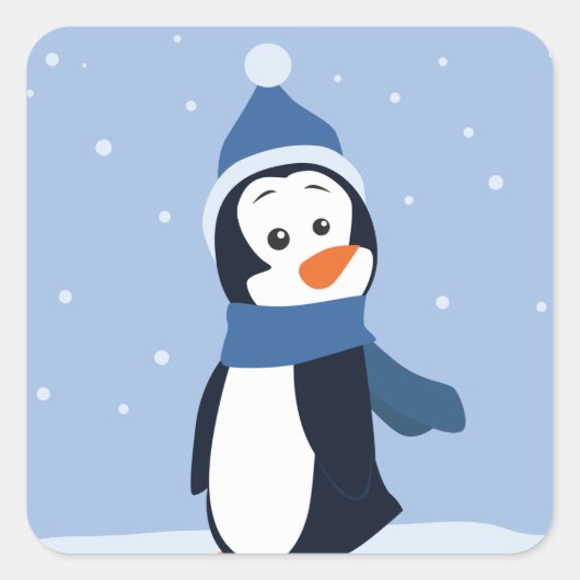 Pinguin Quadratischer Aufkleber (Vorderseite)