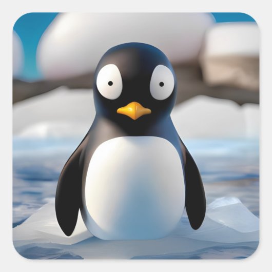 Pinguin Quadratischer Aufkleber (Vorderseite)