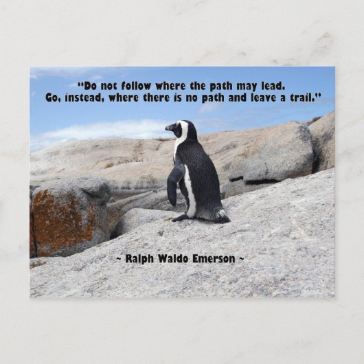 Pinguin, Ralph Waldo Emerson Zitat Postkarte (Vorderseite)