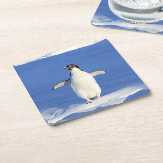 Pinguin Rechteckiger Pappuntersetzer (angewinkelt)