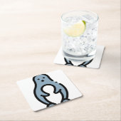 Pinguin Rechteckiger Pappuntersetzer (Vor Ort)