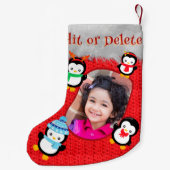 Pinguin Red Niedlich Christmas Kind Foto Name Fun Kleiner Weihnachtsstrumpf (Rückseite)