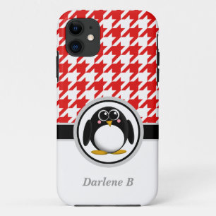 Pinguin Red & White Hahnentrittmuster iPhone 5 Fal Case-Mate iPhone Hülle