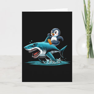 Pinguin Reitender Hai Kostüm Meerestier Liebhaber Karte