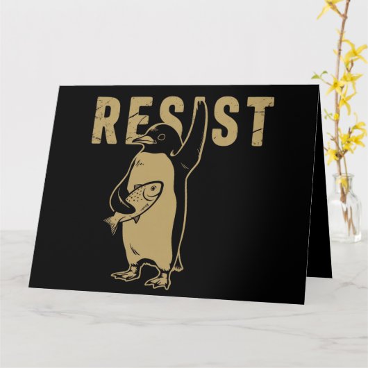 Pinguin Resist Pinguine protestieren gegen Zölle Karte (Gelbe Blume)