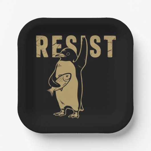Pinguin Resist Pinguine protestieren gegen Zölle Pappteller (Vorderseite)