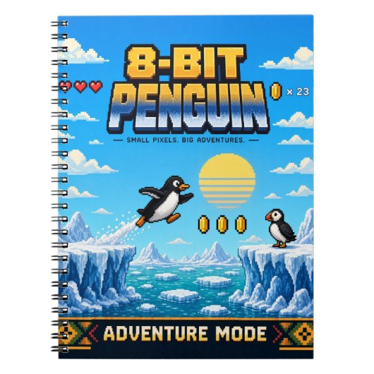 Pinguin, Retro-8-Bit-Pixelkunst Notizblock (Vorderseite)
