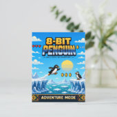 Pinguin, Retro-8-Bit-Pixelkunst Postkarte (Stehend Vorderseite)