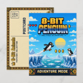 Pinguin, Retro-8-Bit-Pixelkunst Postkarte (Vorne/Hinten)
