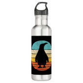 Pinguin Retro Vintag Sunset Edelstahlflasche (Vorderseite)