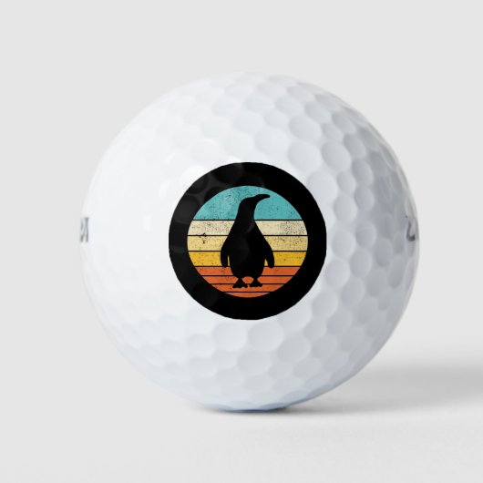 Pinguin Retro Vintag Sunset Golfball (Vorderseite)