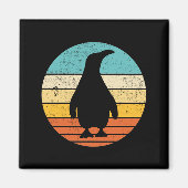 Pinguin Retro Vintag Sunset Magnet (Vorne)
