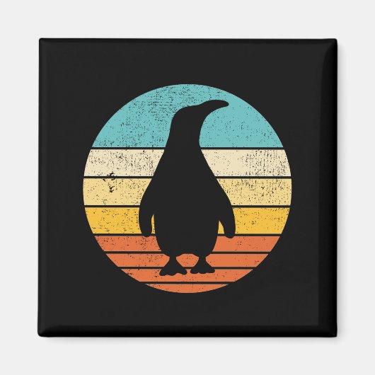 Pinguin Retro Vintag Sunset Magnet (Vorne)