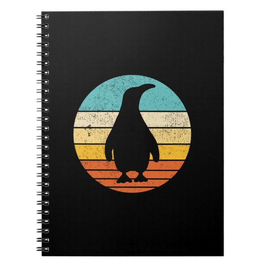 Pinguin Retro Vintag Sunset Notizblock (Vorderseite)